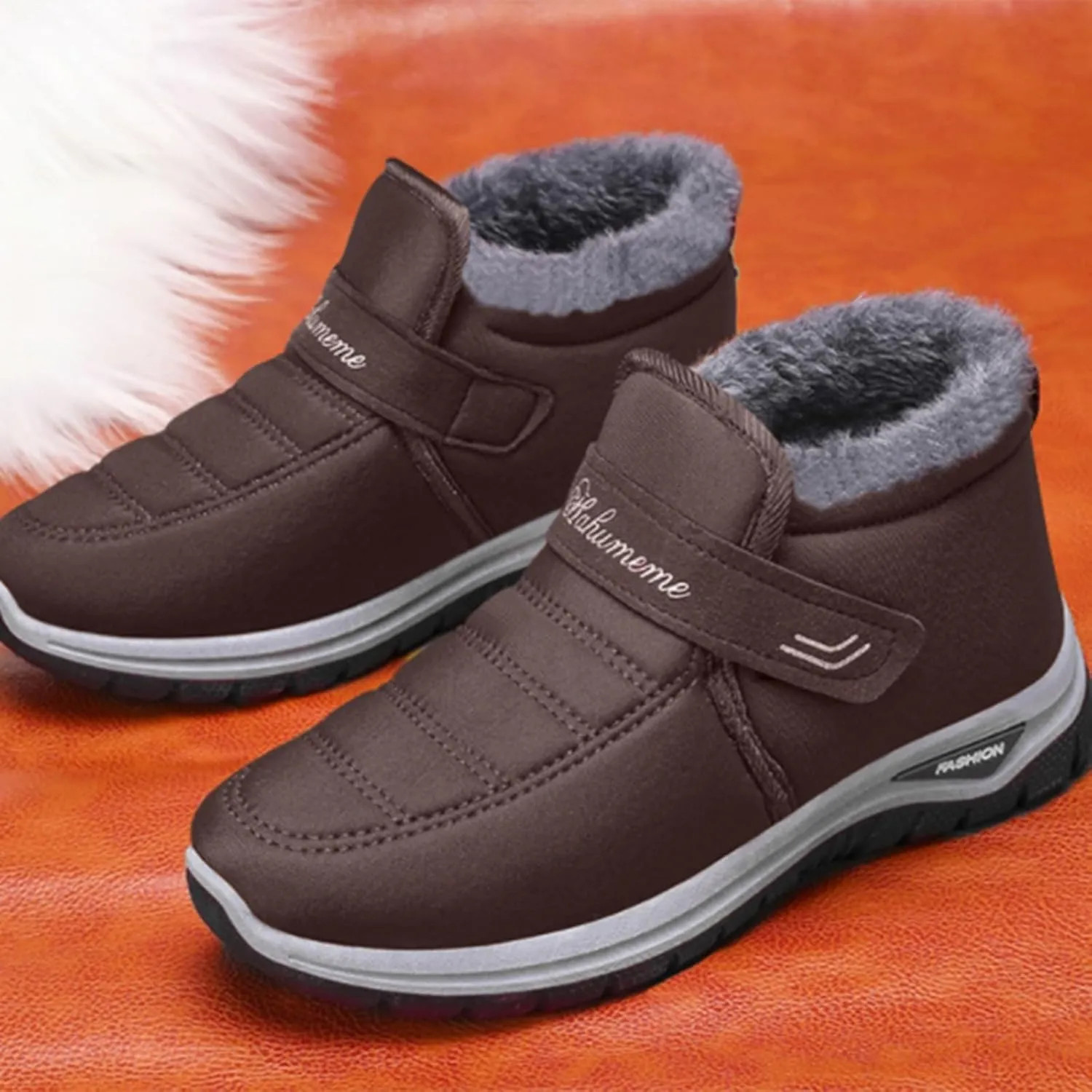 Winter Boots for Women Faux Fur Snow Boots Warm Lined Short Anti-Slip Outdoor Indoor Flat Furry Fluffy Shoes