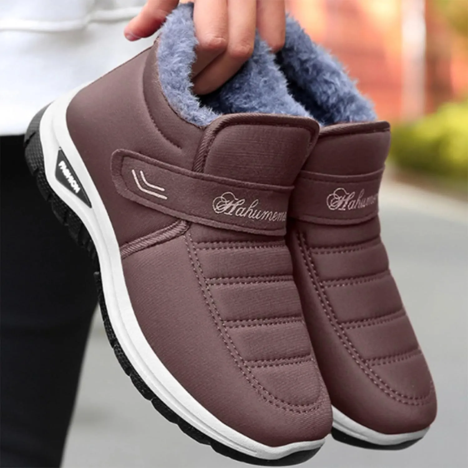 Winter Boots for Women Faux Fur Snow Boots Warm Lined Short Anti-Slip Outdoor Indoor Flat Furry Fluffy Shoes
