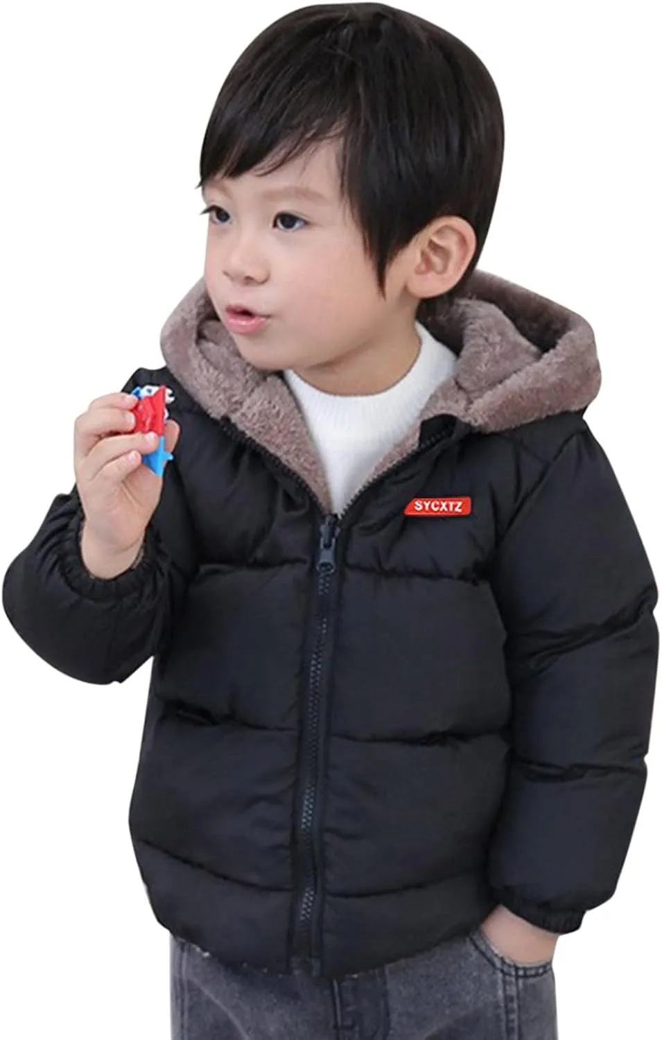 Winter Coat Bear Ears Hooded for Boy Girl Two Sided Wear Fleece Jacket Thicken Windproof Zipper Warm Outwear