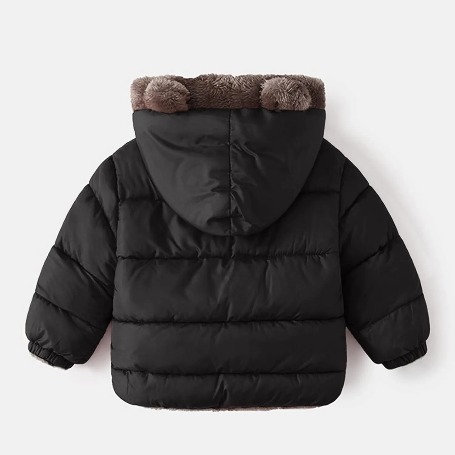 Winter Coat Bear Ears Hooded for Boy Girl Two Sided Wear Fleece Jacket Thicken Windproof Zipper Warm Outwear