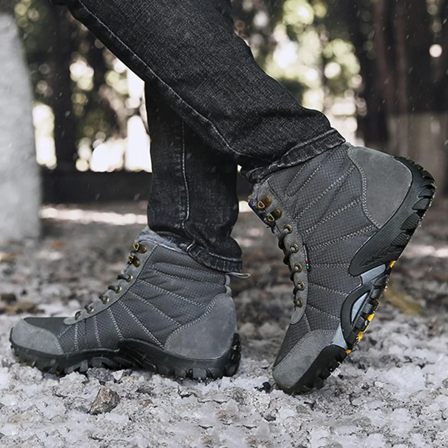 Winter High Top Lace Up and Cotton Outdoor Hiking Shoes for Men Mens Leather Sneaker Men's Fashion Men Shoes