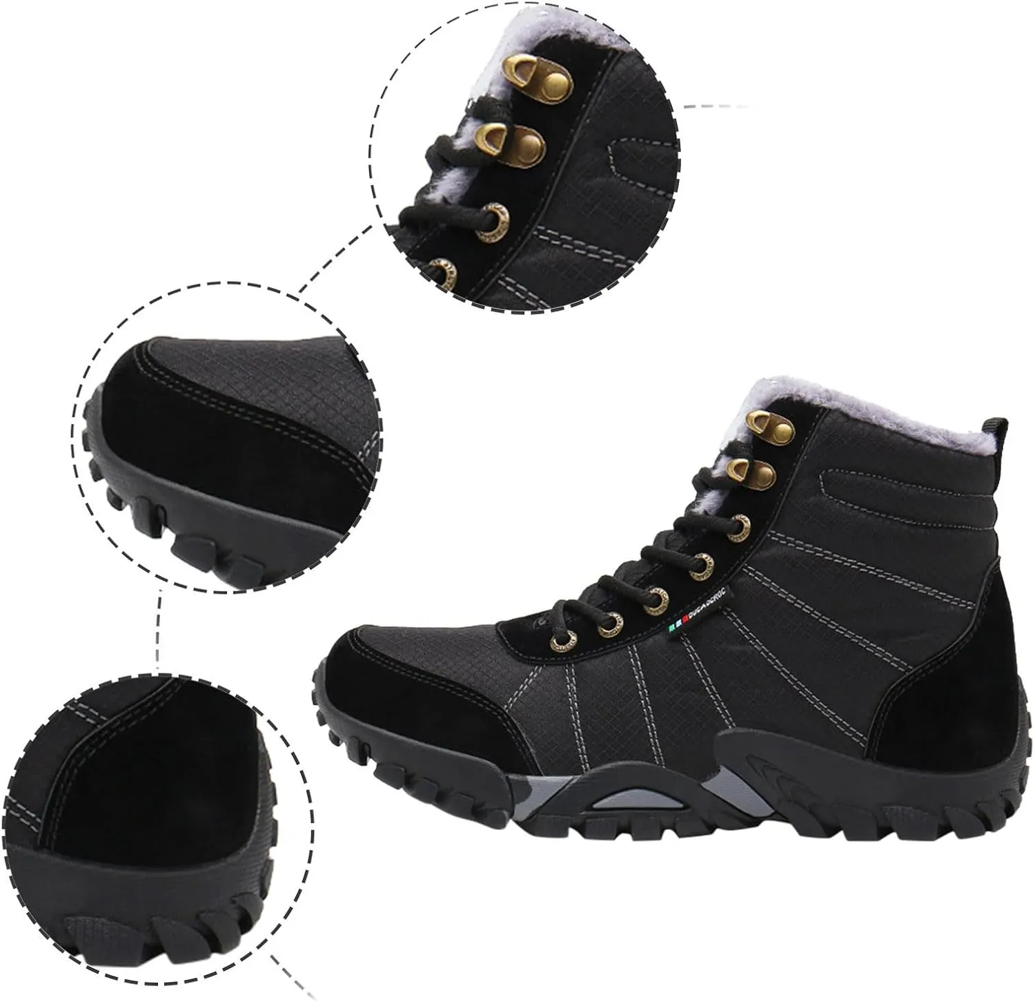 Winter High Top Lace Up and Cotton Outdoor Hiking Shoes for Men Mens Leather Sneaker Men's Fashion Men Shoes