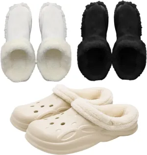Winter Replacement Fur Insoles, Warm Insoles 2 Pairs, Unisex Home Slippers Insert Warm Insoles, Removable and Washable Fur c Insoles for Shoes, Boots, Slippers. (Black   White, 10-10.5)