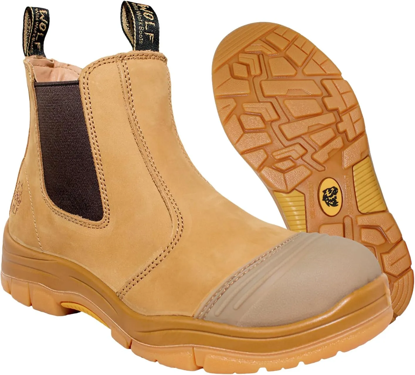 Wolf Work Boot | 100% Genuine Upper Leather | Oil, Heat, Chemical, Abrasion | Electrical Hazards | Non-Slip Rubber Sole | Construction | Industrial PPE