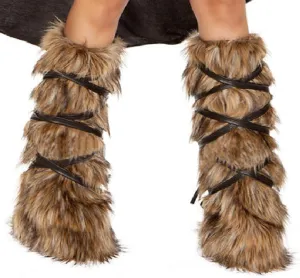 Women 80s Fuzzy Leg Warmers Plush Straps Decoration Winter Long Socks Furry Ankle Warmers Boots Shoes Cuff Renaissance Christmas Xmas Halloween Cosplay Party Costume Accessories