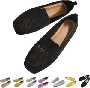 Women Comfortable Arch Support Non-Slip Flat Shoes 2024 Summer Square Breathable Orthopedic Walking Shoes Low Top Casual Slip On Sneaker