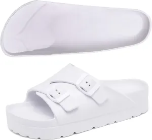 Women Platform Sandals with Arch Support, Adjustable Double Buckle Slide for Woman, Summer Vacation Sandal for Beach,Garden,Pool,Easy Street, Sandalias de Plataforma Para Mujer