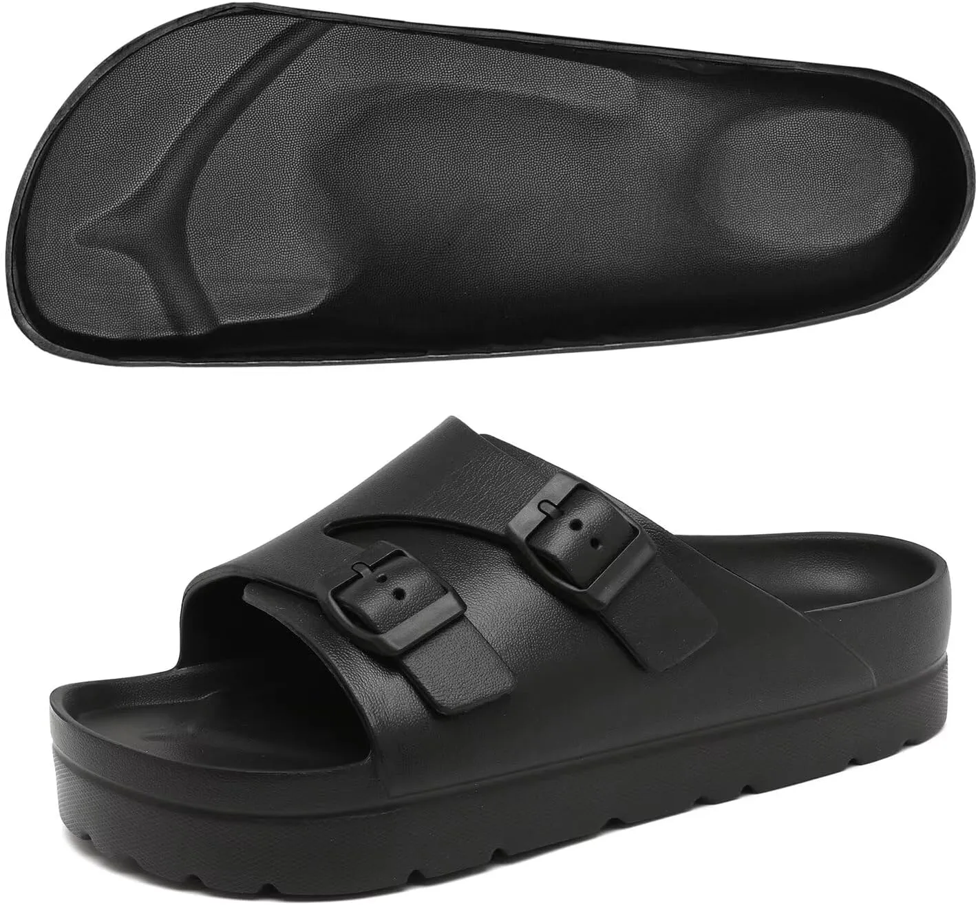 Women Platform Sandals with Arch Support, Adjustable Double Buckle Slide for Woman, Summer Vacation Sandal for Beach,Garden,Pool,Easy Street, Sandalias de Plataforma Para Mujer