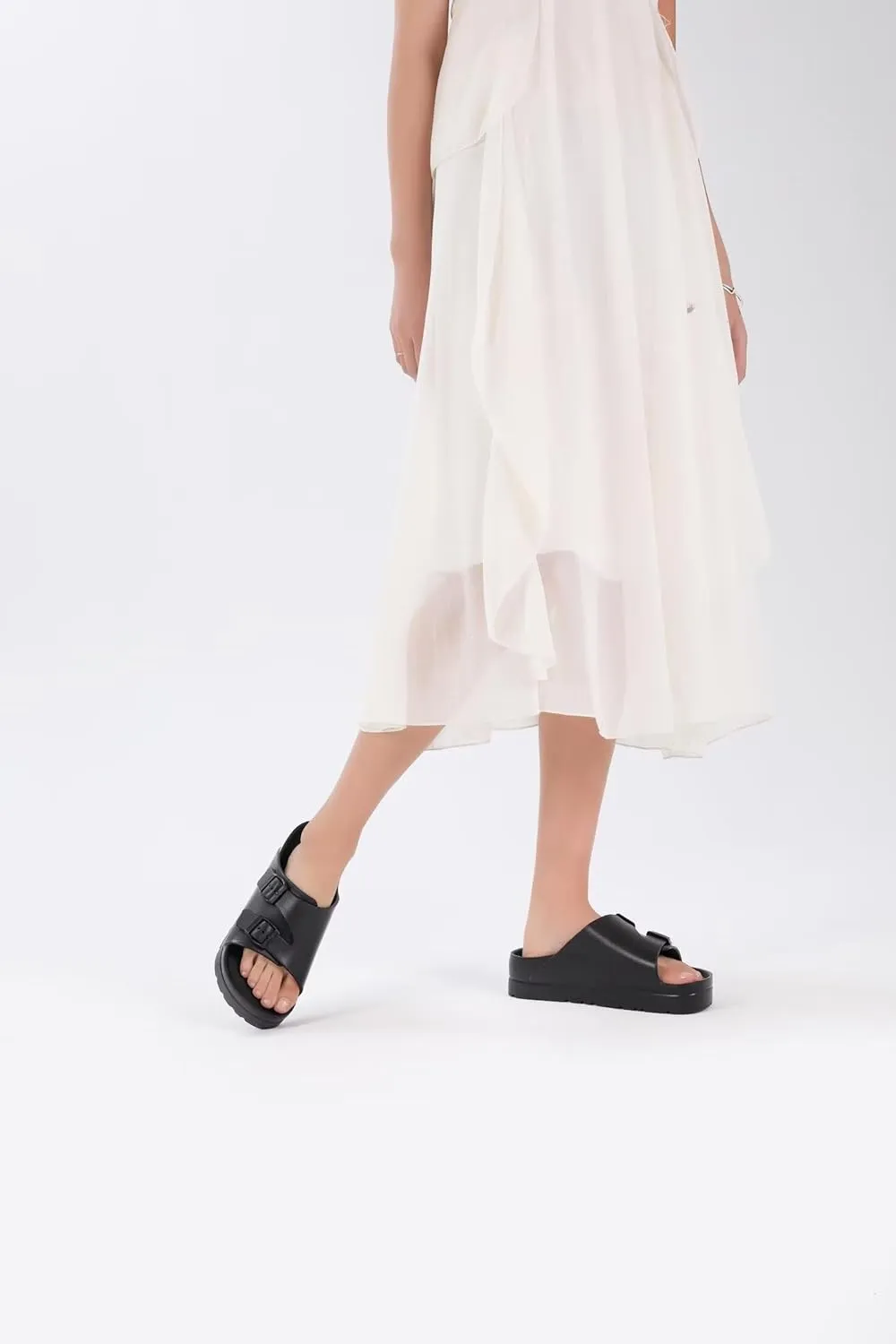 Women Platform Sandals with Arch Support, Adjustable Double Buckle Slide for Woman, Summer Vacation Sandal for Beach,Garden,Pool,Easy Street, Sandalias de Plataforma Para Mujer