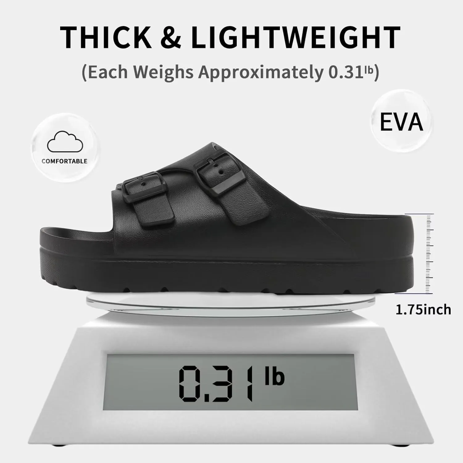 Women Platform Sandals with Arch Support, Adjustable Double Buckle Slide for Woman, Summer Vacation Sandal for Beach,Garden,Pool,Easy Street, Sandalias de Plataforma Para Mujer