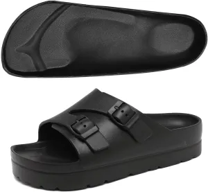 Women Platform Sandals with Arch Support, Adjustable Double Buckle Slide for Woman, Summer Vacation Sandal for Beach,Garden,Pool,Easy Street, Sandalias de Plataforma Para Mujer