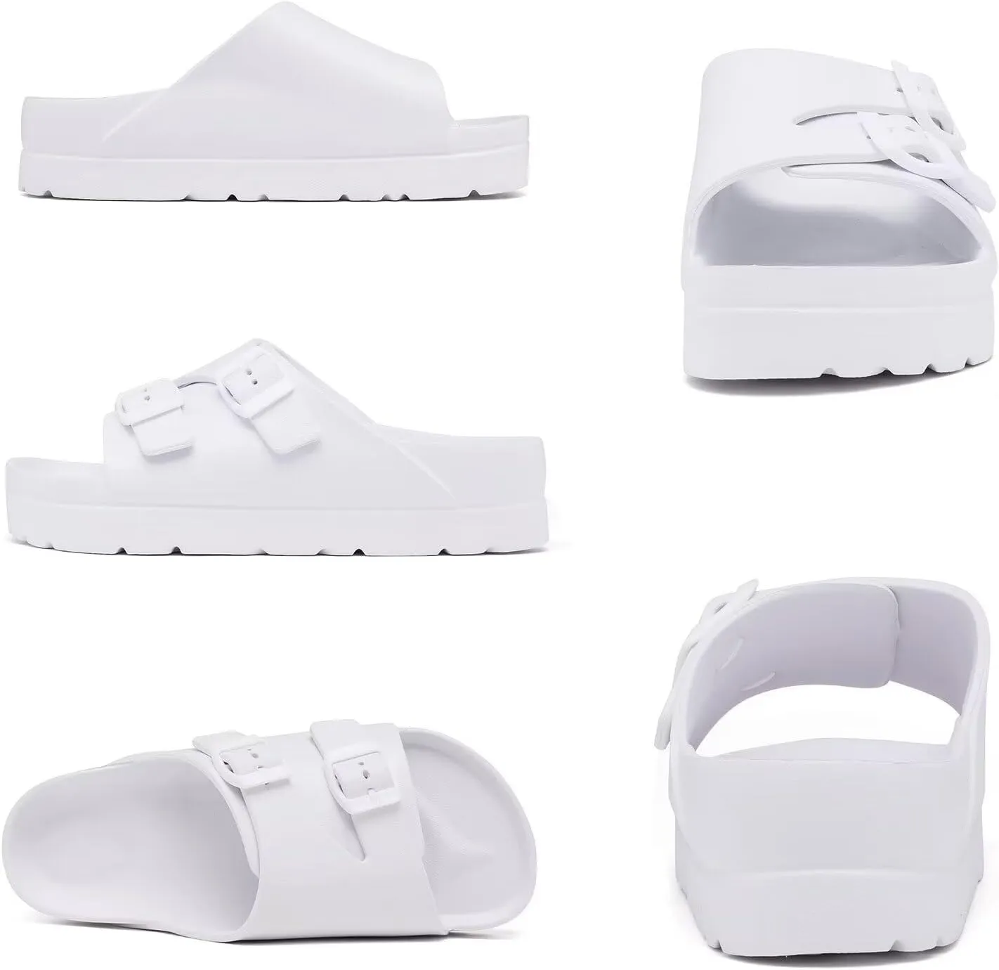 Women Platform Sandals with Arch Support, Adjustable Double Buckle Slide for Woman, Summer Vacation Sandal for Beach,Garden,Pool,Easy Street, Sandalias de Plataforma Para Mujer