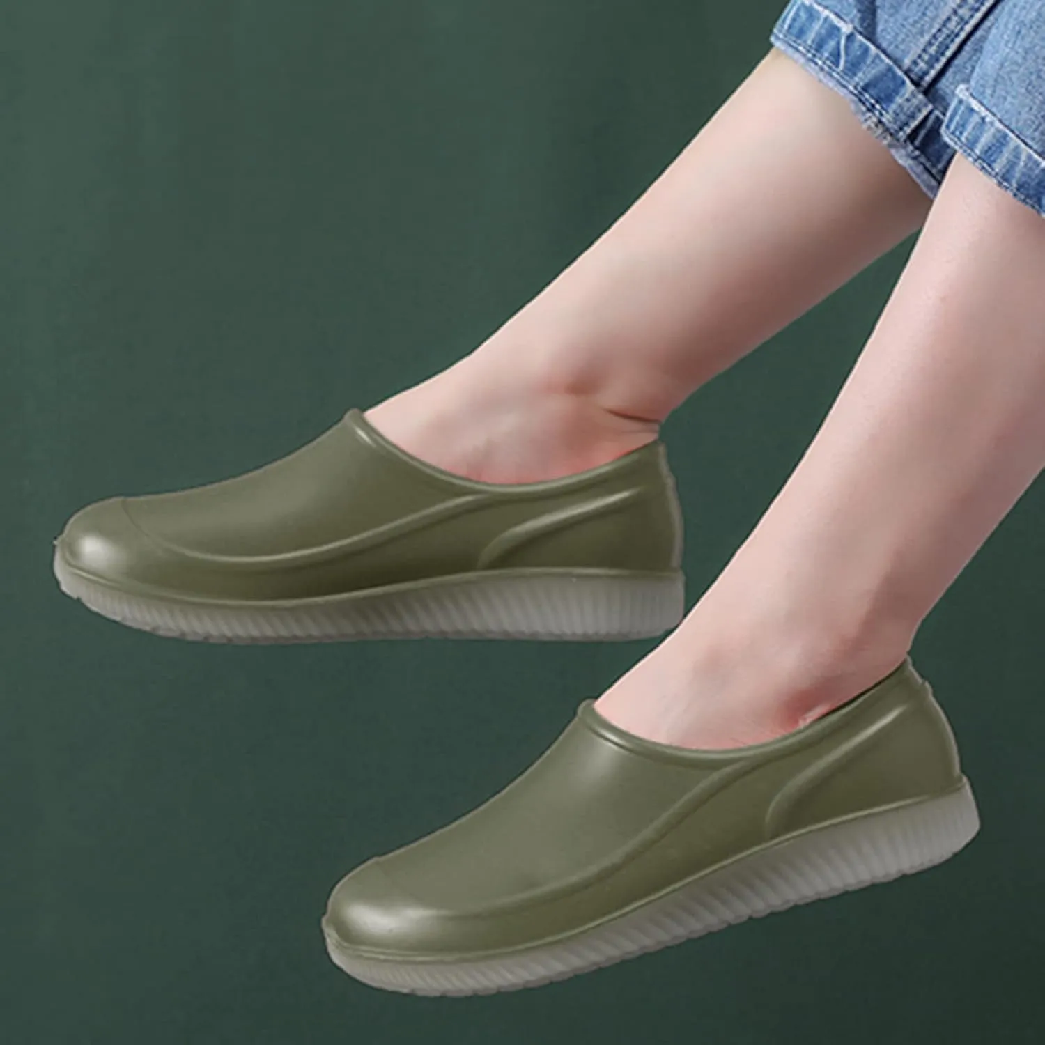 Women Rain Boots Ankle Rainboot Slip On Short Rain Boots Garden Boots Wide Width Waterproof Slip On Rain Shoes