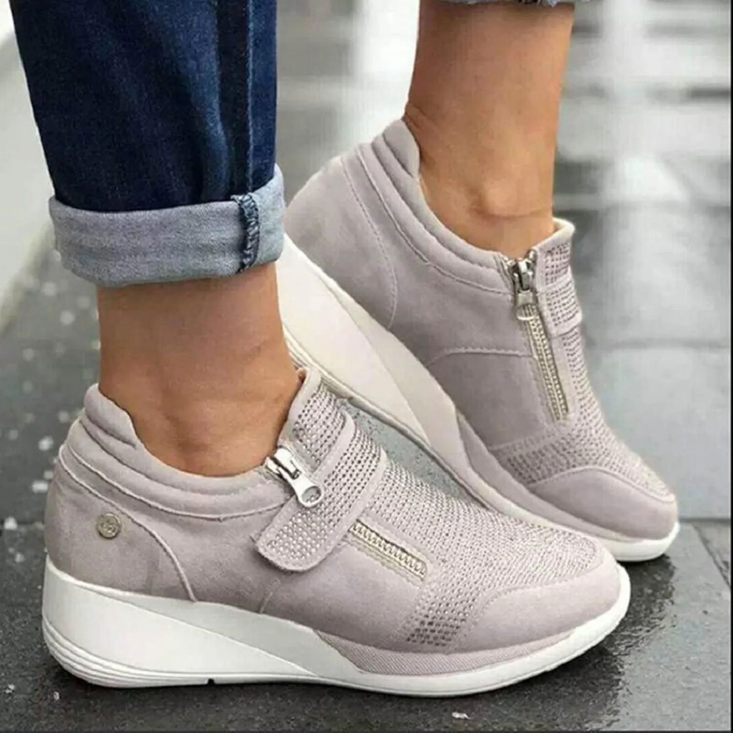 Women Walking Shoes with Arch Support Orthopedic Shoes for Women Comfortable Running Shoes Breathable Mesh Womens Slip On Sneakers Tennis Shoes Lightweight Casual Air Cushion Sneakers