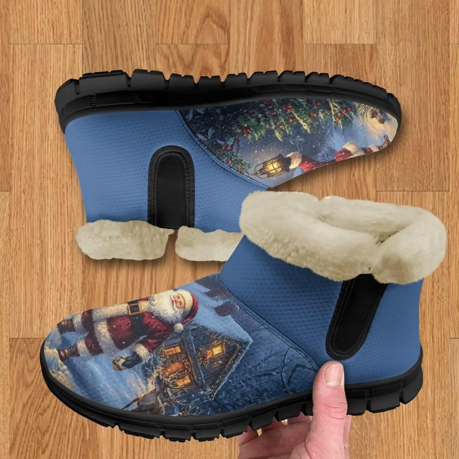 Womens Ankle Booties Faux Fur Lined Snow Boots Warm Comfy Fuzzy Boots Anti-Slip Lightweight Boots Casual Indoor Shoes
