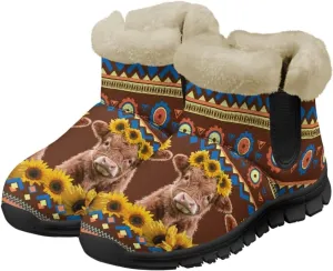 Womens Ankle Booties Faux Fur Lined Snow Boots Warm Comfy Fuzzy Boots Anti-Slip Lightweight Boots Casual Indoor Shoes