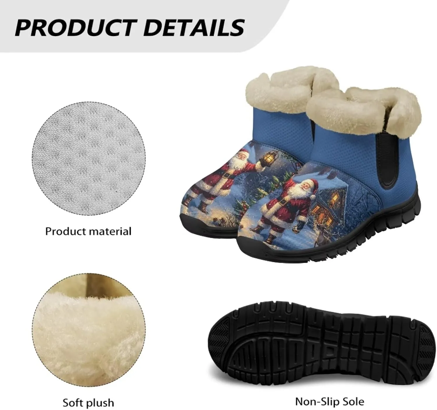 Womens Ankle Booties Faux Fur Lined Snow Boots Warm Comfy Fuzzy Boots Anti-Slip Lightweight Boots Casual Indoor Shoes