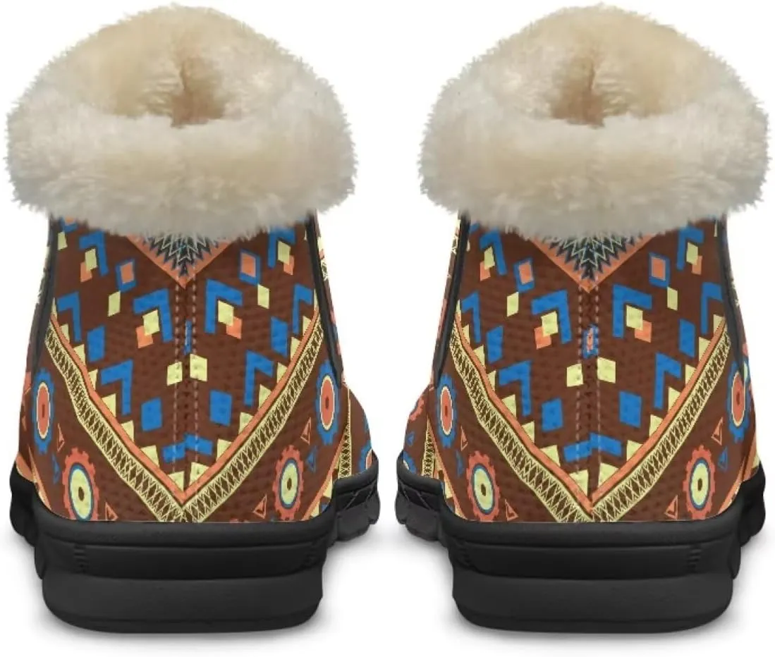 Womens Ankle Booties Faux Fur Lined Snow Boots Warm Comfy Fuzzy Boots Anti-Slip Lightweight Boots Casual Indoor Shoes