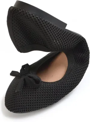Women's Ballet Flats Shoes Round Toe Flats Knit Dress Shoes Flats Shoes Ballerina Walking Flats Shoes for Woman Comfort Soft Black Size 9