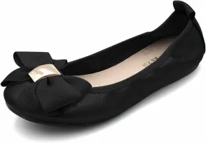 Womens Bowknot Ballet Flats Round Toe Flat Shoes Leather Casual Dress Shoes Wear to Work Slip On Moccasins