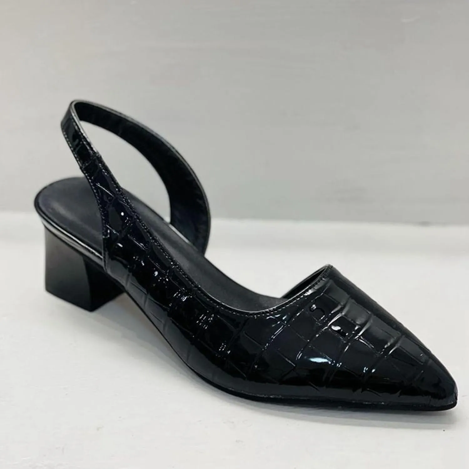 Women's Chunky Block Heels Shiny Pointed Toe Chunky High Heel Mules Trendy Slip-On Sandals Classic Retro Fashionable Footwear for Spring Summer Wedding Dress Shoes