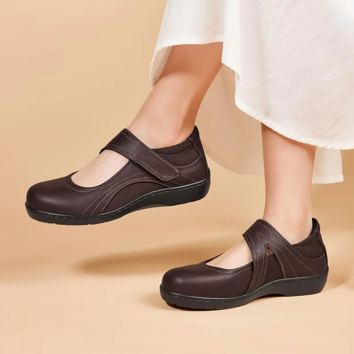 Women's Comfortable Mary Jane Flats - Women Oxford Shoes Leather Round Toe Flats - Fashionable Casual Dress Shoes