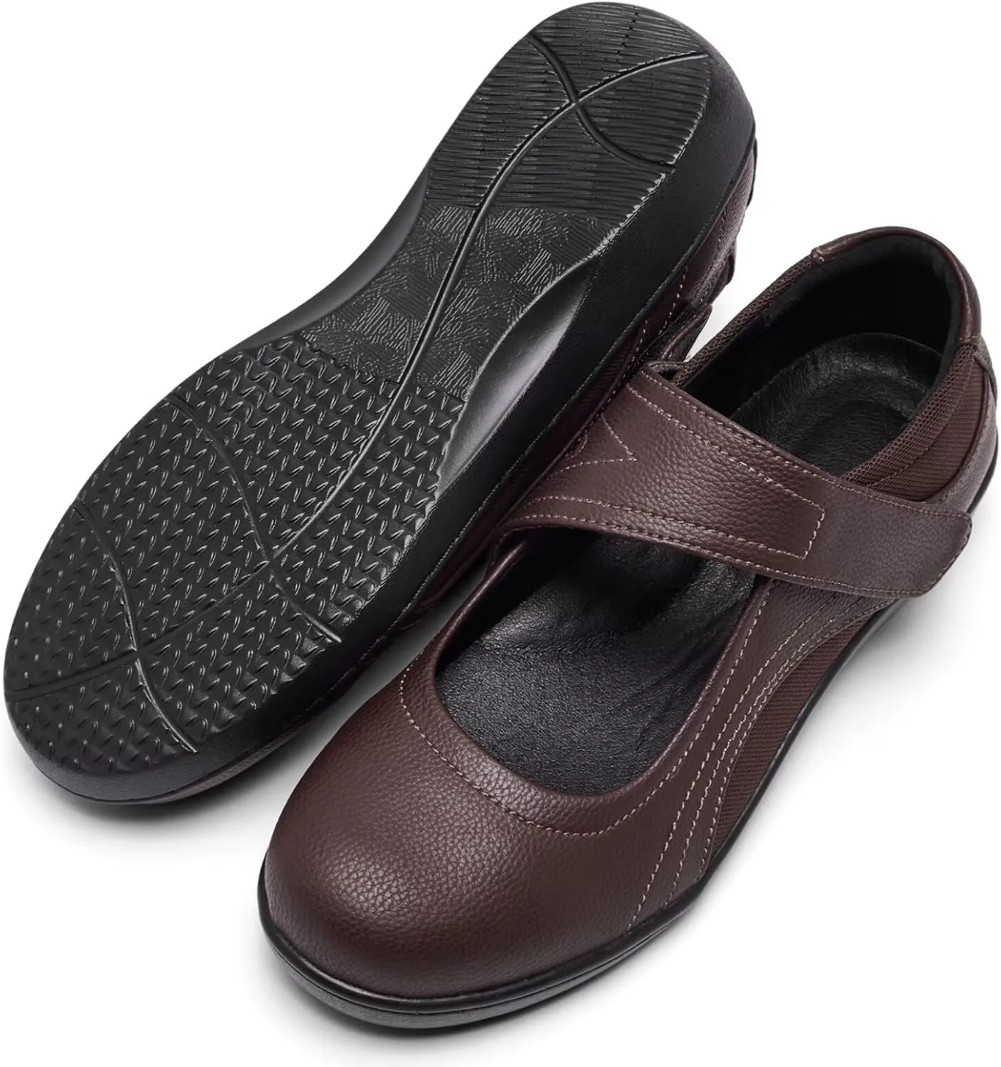 Women's Comfortable Mary Jane Flats - Women Oxford Shoes Leather Round Toe Flats - Fashionable Casual Dress Shoes