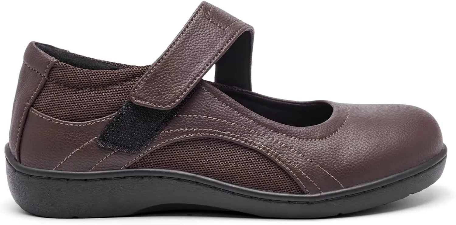 Women's Comfortable Mary Jane Flats - Women Oxford Shoes Leather Round Toe Flats - Fashionable Casual Dress Shoes