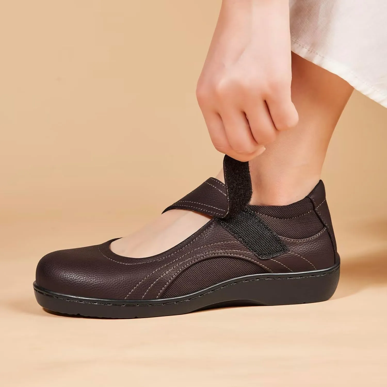 Women's Comfortable Mary Jane Flats - Women Oxford Shoes Leather Round Toe Flats - Fashionable Casual Dress Shoes