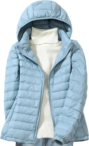 Women's Down Jacket Packable Lightweight Hooded Short Puffer Coat Padded Puffy Jackets with Detachable Hood