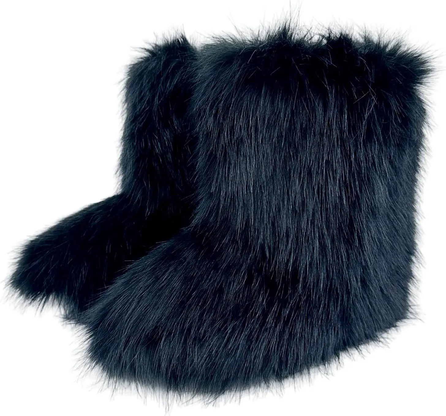 Women's Faux Fur Boots, Furry Fuzzy Mid Calf Snow Boots Y2k, Winter Warm Comfortable Fluffy Boots, Outdoor Indoor Flat Fur Shoes