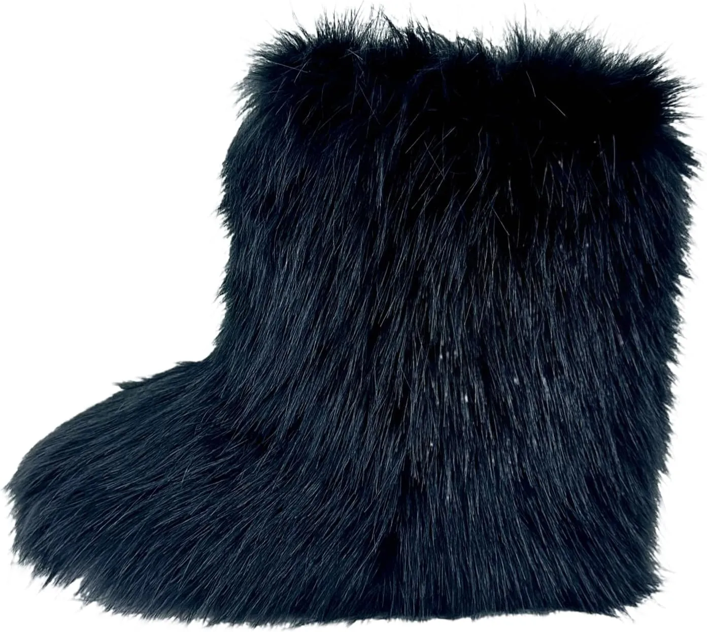 Women's Faux Fur Boots, Furry Fuzzy Mid Calf Snow Boots Y2k, Winter Warm Comfortable Fluffy Boots, Outdoor Indoor Flat Fur Shoes