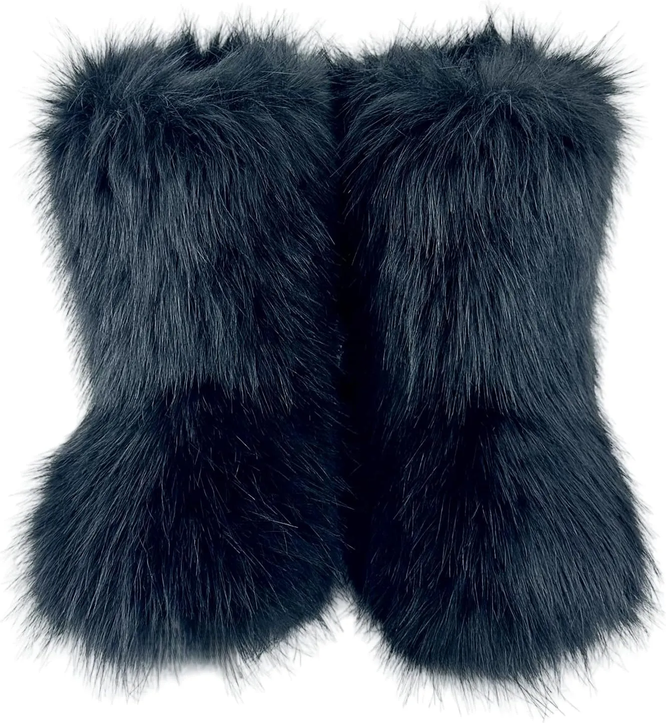 Women's Faux Fur Boots, Furry Fuzzy Mid Calf Snow Boots Y2k, Winter Warm Comfortable Fluffy Boots, Outdoor Indoor Flat Fur Shoes