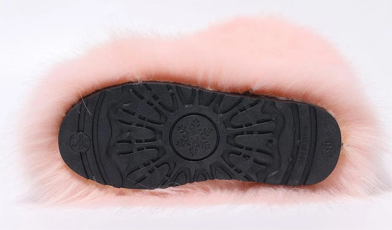 Women's Faux Fur Winter Snow Boots Furry Fluffy Mid-Calf Ankle Booties