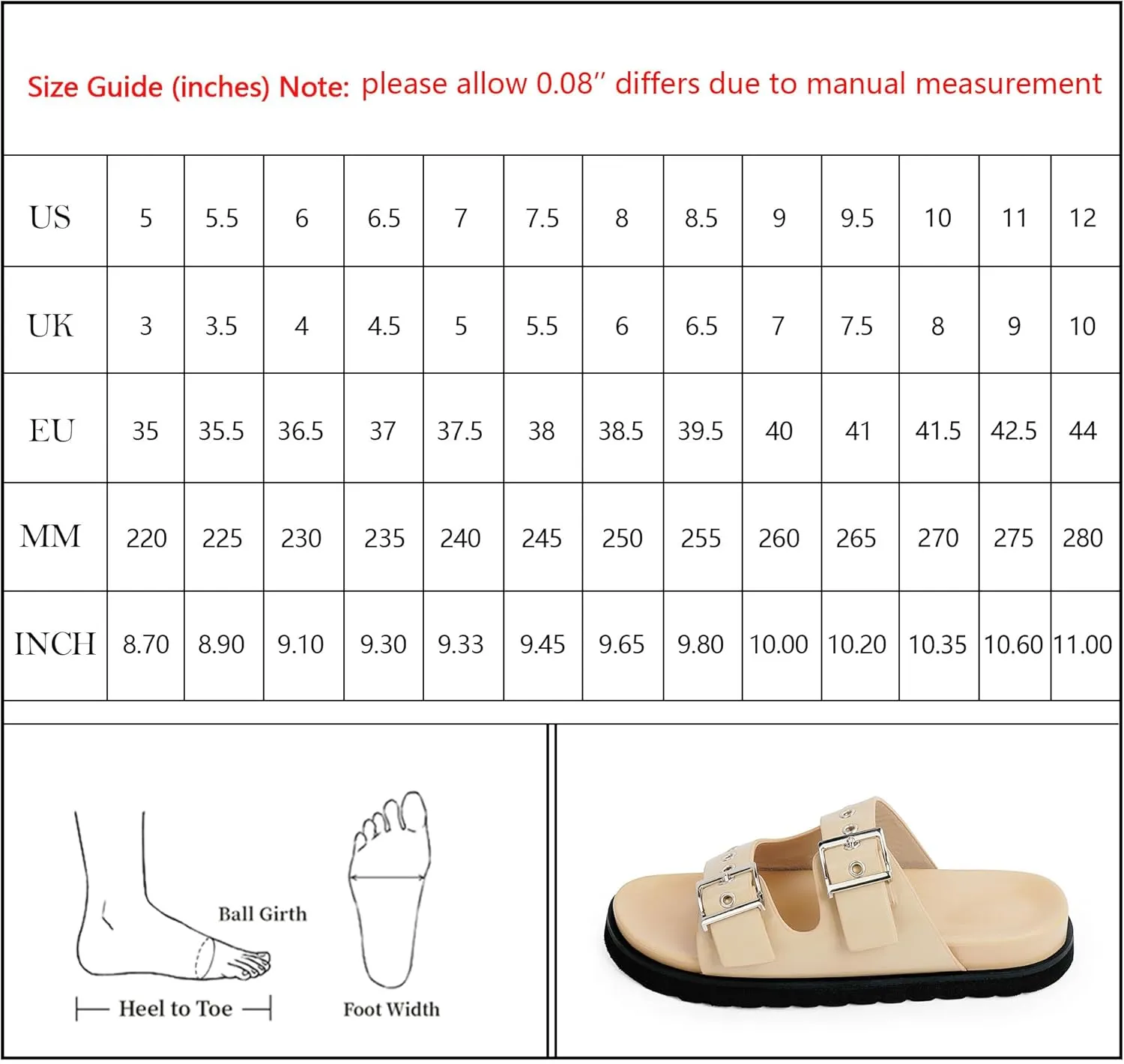 Womens Flat Slide Sandals Double Buckle Adjustable Flat Sandals Slip On Platform Sandals Open Toe Summer Sandals