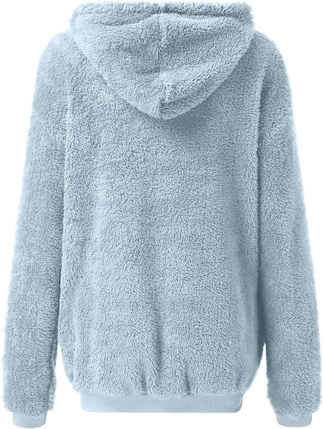 Womens Fuzzy Sherpa Fleece Jacket Zip Up Hooded Oversized Winter Warm Coats Casual Outwear Fall Transitional Fashion