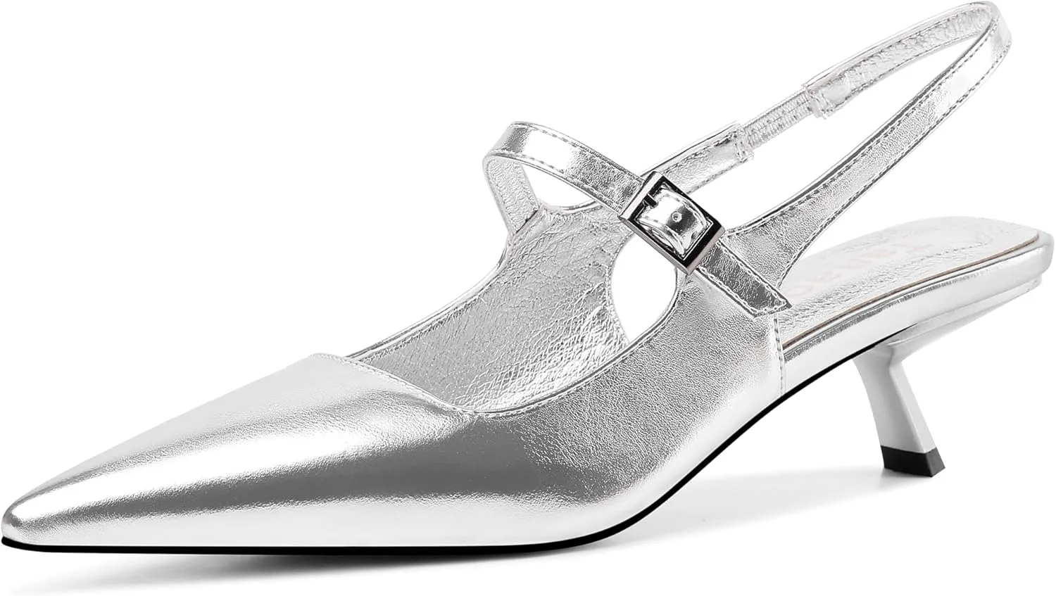 Womens Kitten Heels Closed Toe Pointed Toe Elastic Slingback Heels Women Pumps Wedding Dress Shoes