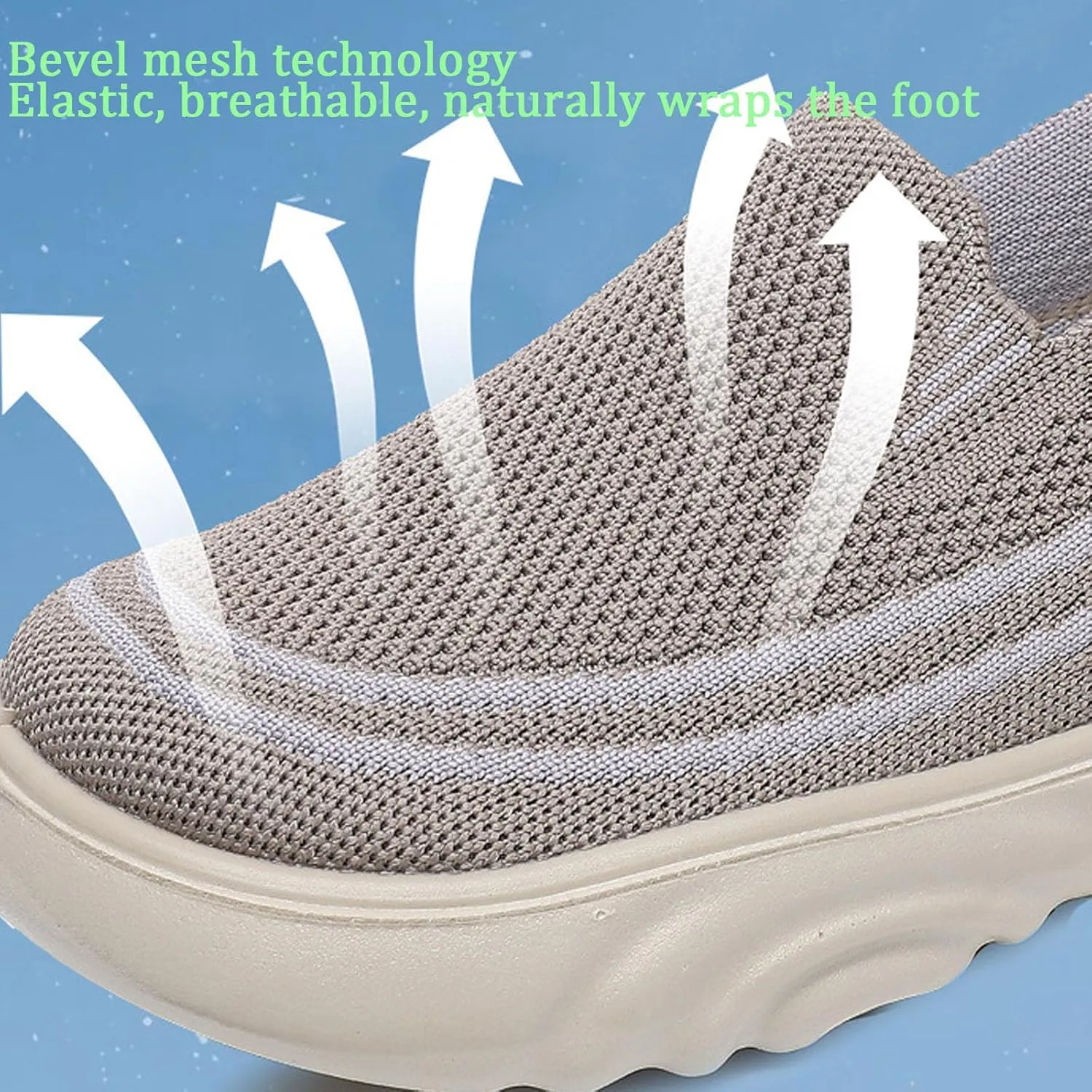 Women's Loose Loafers mesh Breathable Slip-on Sneakers Lightweight Non-Slip Shoes Thick-Soled Flat Shoes Plantar Fasciitis Casual Shoes Wide feet Shoes Fat feet Shoes