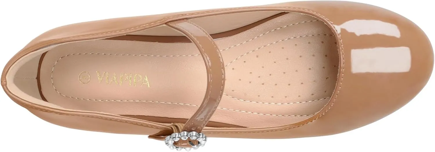 Womens Mary Jane Shoes Comfortable Strap Flats Dressy Casual Ballet Flats Shoes Floral Buckle Round Toe Black Flats Shoes for Women