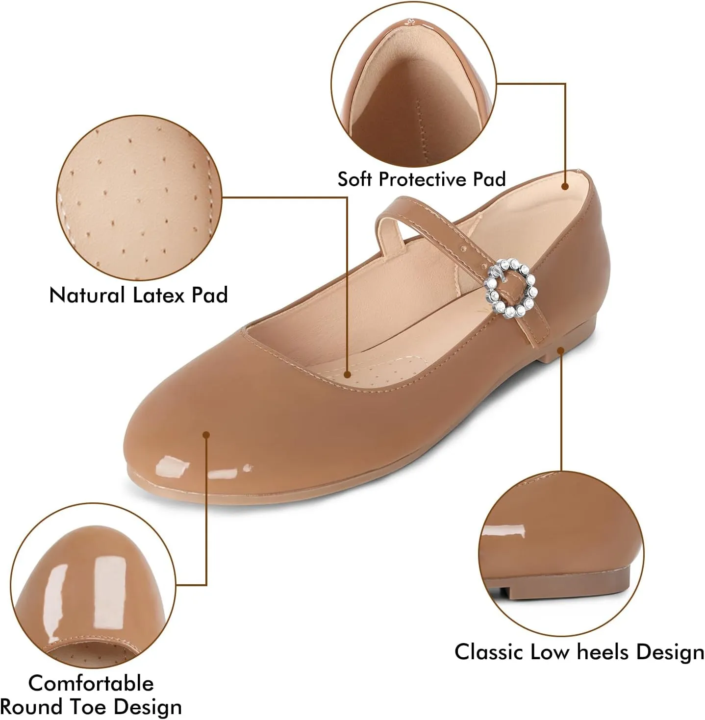 Womens Mary Jane Shoes Comfortable Strap Flats Dressy Casual Ballet Flats Shoes Floral Buckle Round Toe Black Flats Shoes for Women