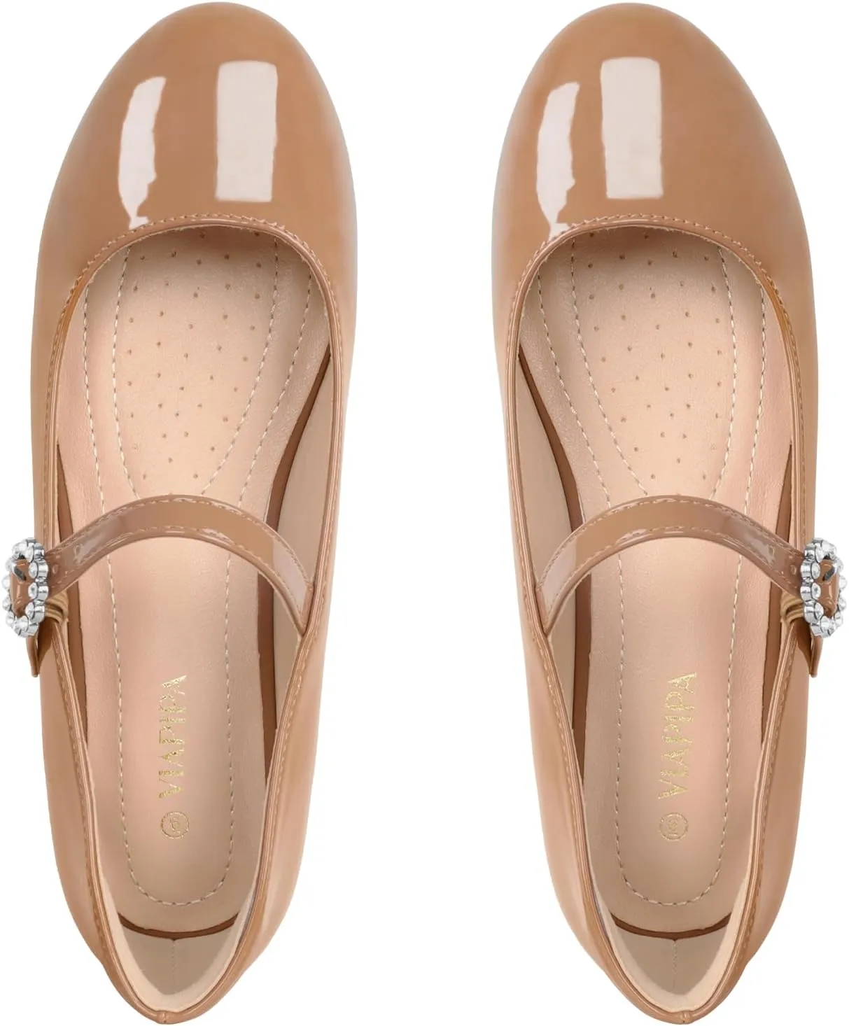 Womens Mary Jane Shoes Comfortable Strap Flats Dressy Casual Ballet Flats Shoes Floral Buckle Round Toe Black Flats Shoes for Women