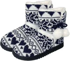 Women's Men's Bootie Slippers Indoor Outdoor Warm House Slippers Memory Foam Fleece Booties Pom Poms Anti-Slip High Top House Booties (Size 4-9.5 US)