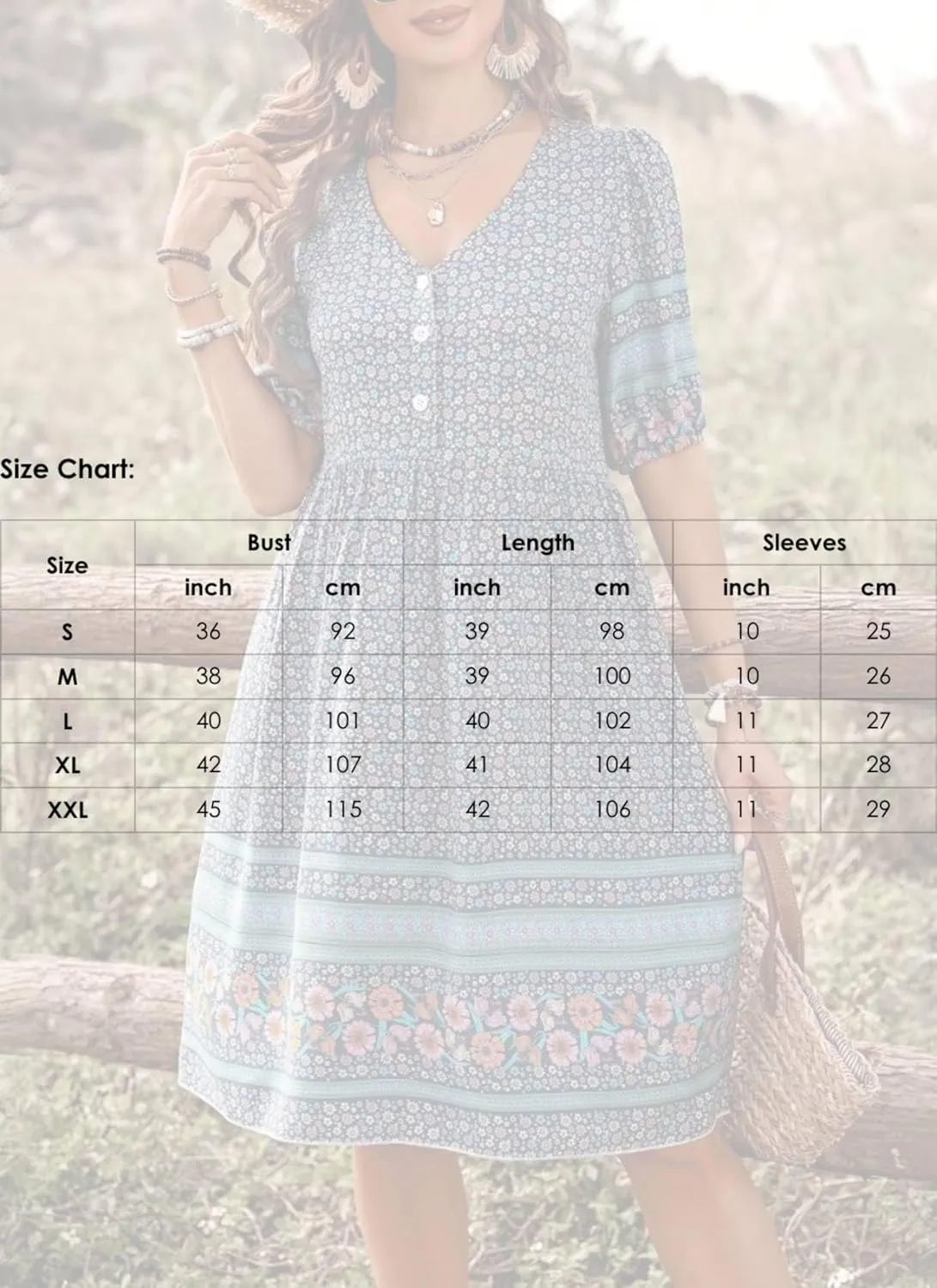 Women's Navy Boho Floral Print Button-Down Midi Dress 2025 Spring Casual Boho Chic Garden Party Wearing Dresses