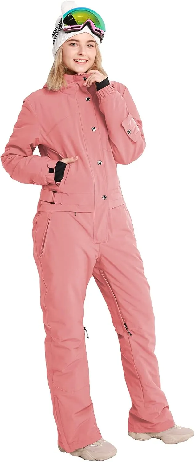 Womens One Piece Ski Suit Colorful Jumpsuits Snowboard Snowsuits Winter Outdoor Waterproof for Snow Sports
