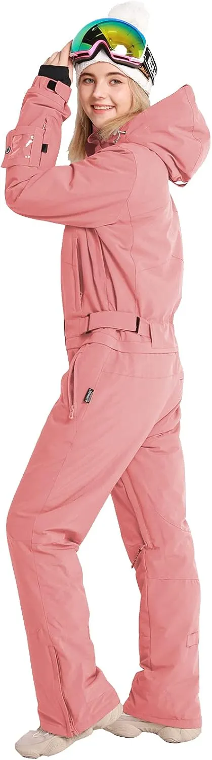 Womens One Piece Ski Suit Colorful Jumpsuits Snowboard Snowsuits Winter Outdoor Waterproof for Snow Sports