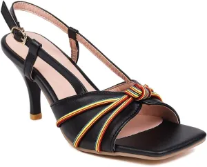 Women's Open Toe Slingback Kitten Heeled Sandals Knot Stilettos High Heels Evening Party Dressy Sandal
