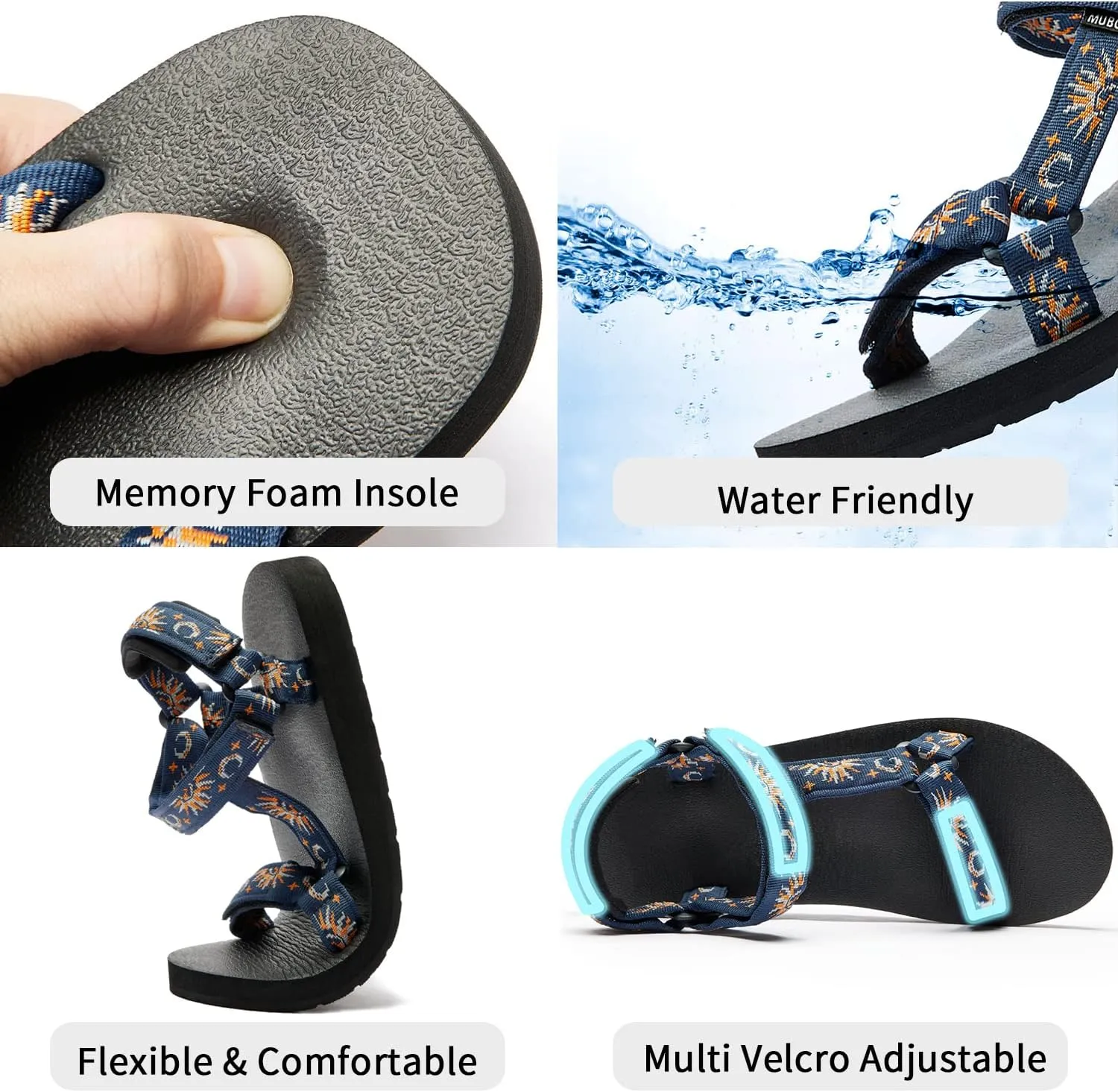 Women's Original Sandals Comfortable Quick-Drying Casual Sport Sandal Walking Hiking Water Sandals With Arch Support