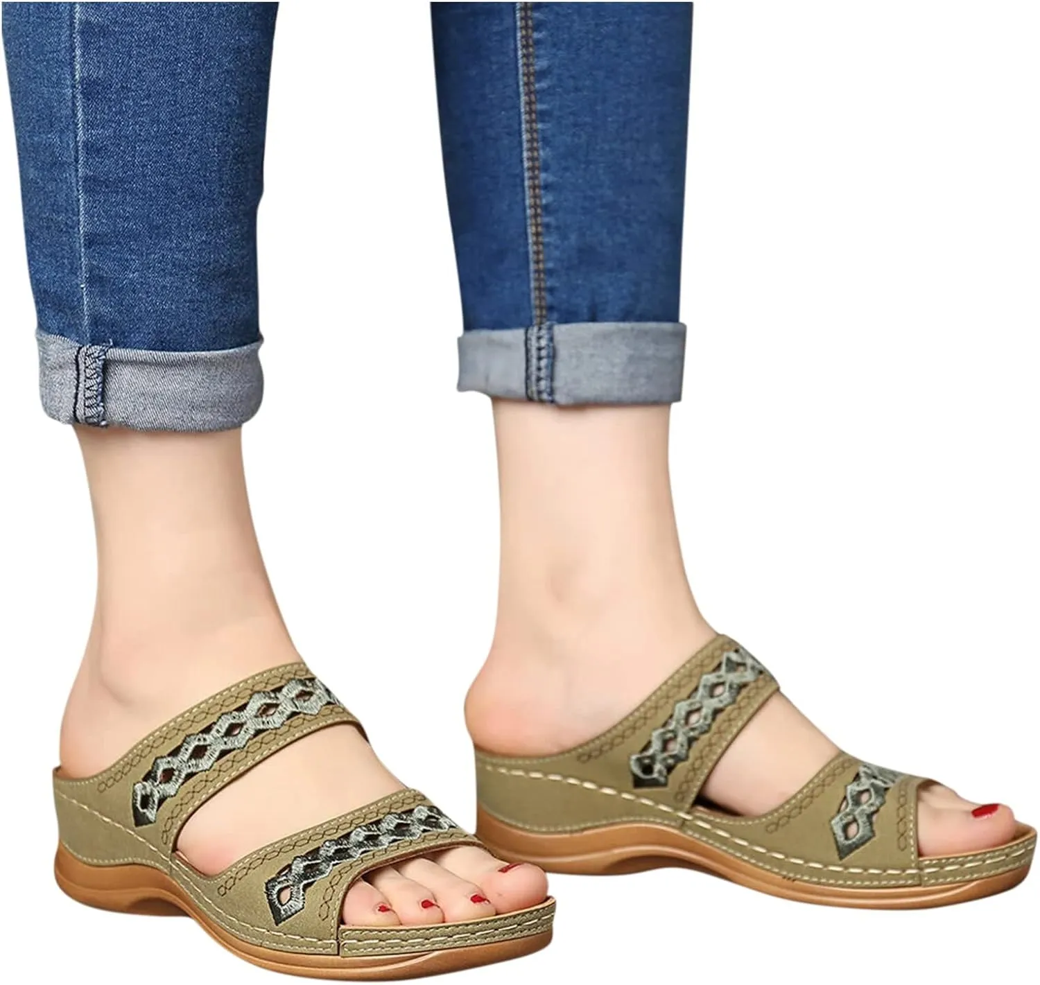 Womens Orthopedic Mesh Sandals Breathable Hollow Design Summer Casual Slides Comfortable Arch Support Beach Walking Shoes Quick Dry Sport Footwear Orthopedic Shoes for Women