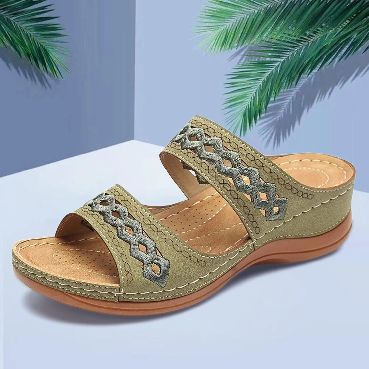 Womens Orthopedic Mesh Sandals Breathable Hollow Design Summer Casual Slides Comfortable Arch Support Beach Walking Shoes Quick Dry Sport Footwear Orthopedic Shoes for Women