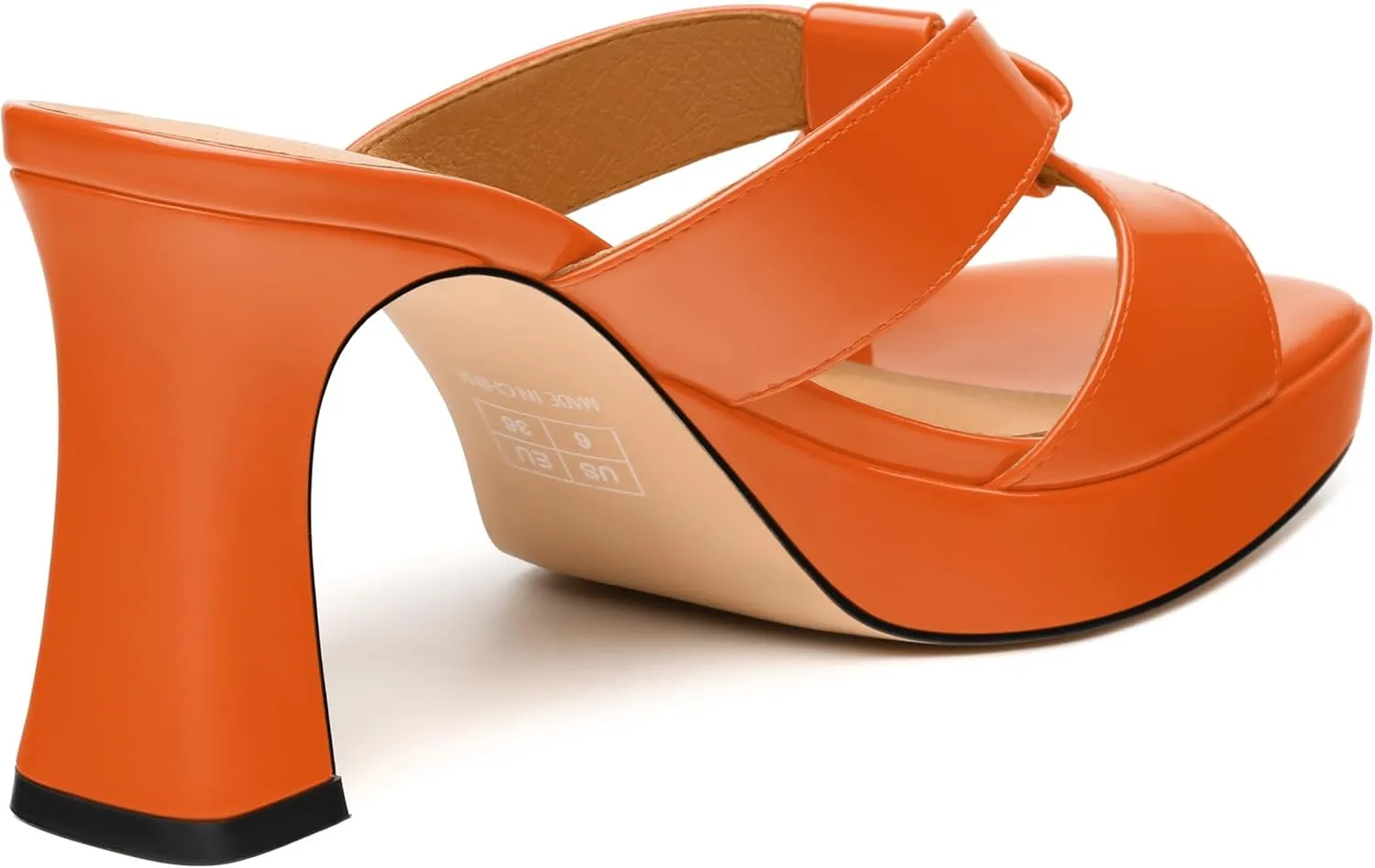 Womens Platform Heeled Sandals, Block Heel Open Toe Slip-on Sandals for Women, Womens Woven Straps Chunky Heel Slippers with Leather Insole 3.3"